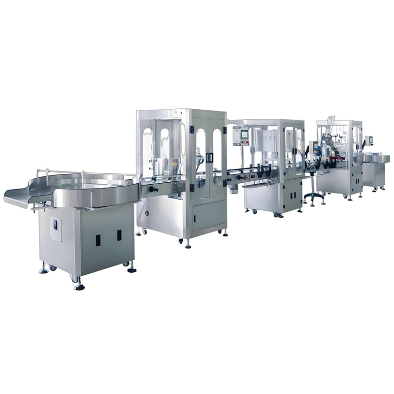 Линия для наполнения и упаковки жидкости в бутылки 